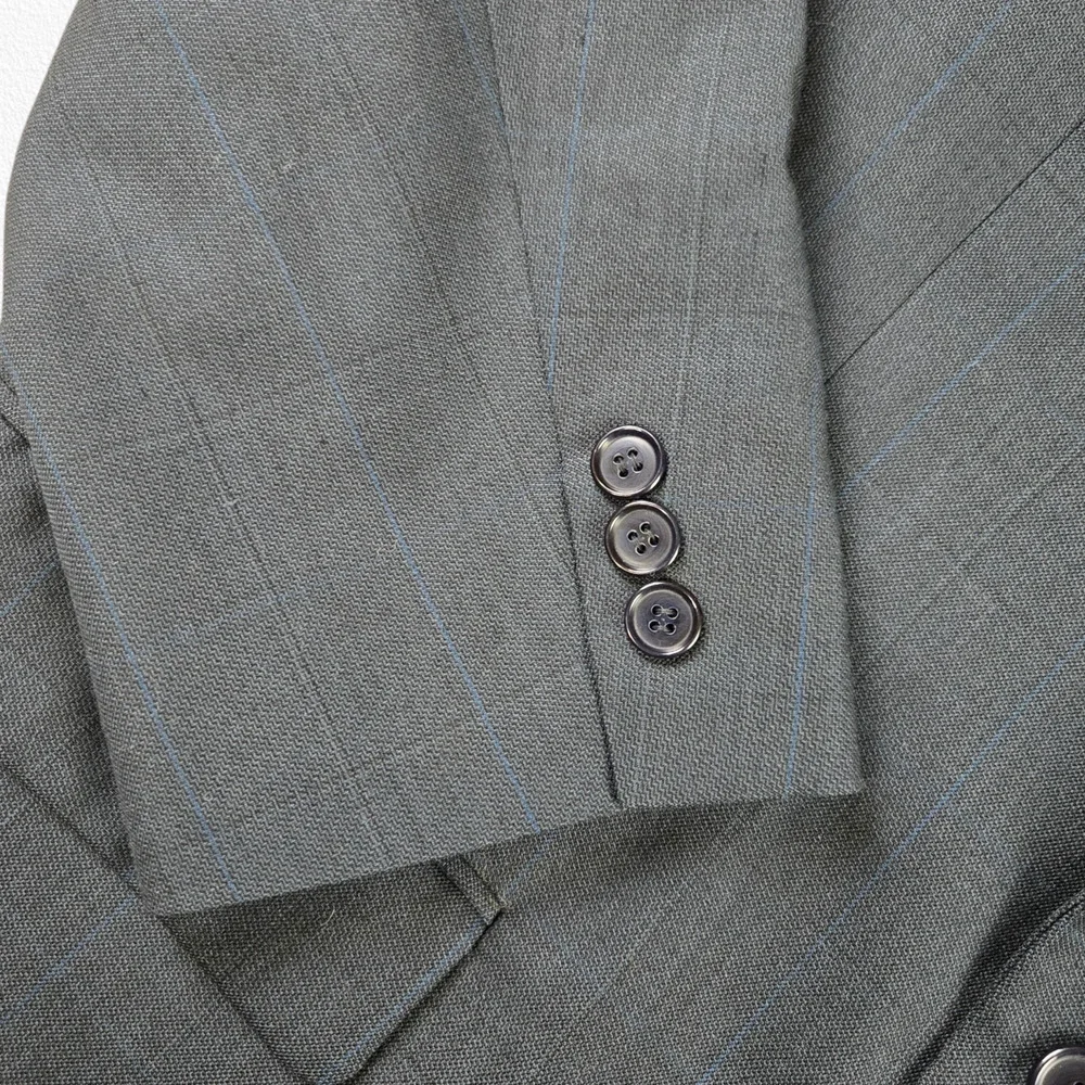 Vintage 80s Nino Cerruti Navy Blue Pinstripe Suit Jacket Blazer USA Size 50R